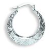 9ct white gold patterned hoop earrings GER1289