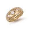 9ct yellow gold 3 stone CZ gents ring.  R0152
